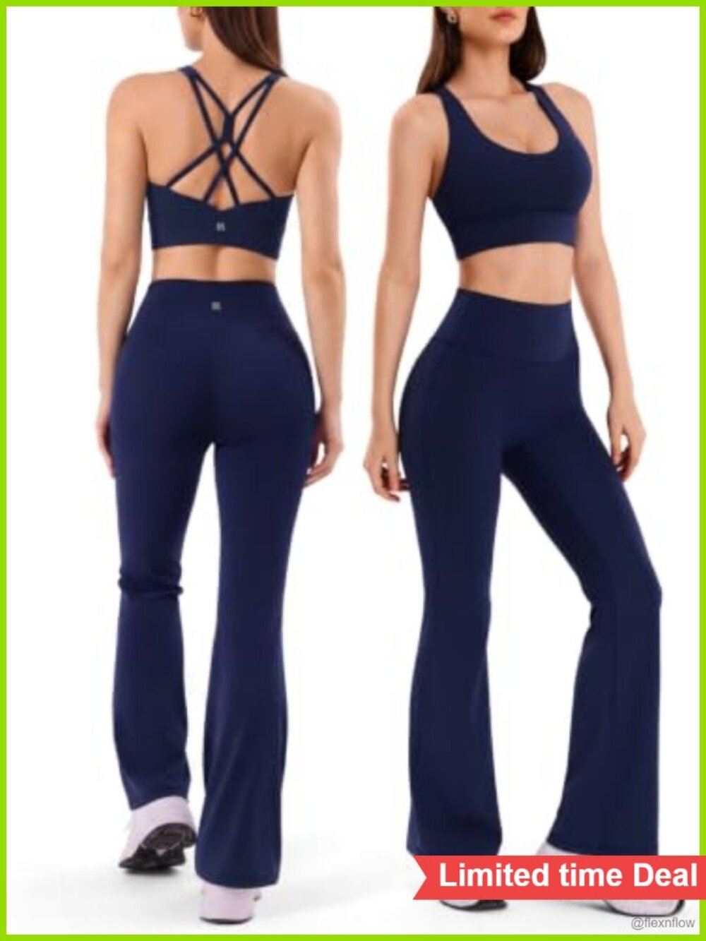 Women's 2 Piece Workout Set Nylon Blend High Waist Flare Leggings Sports Bra